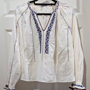 NWT Scotch & Soda Women's Peasant Top Blouse with Embroidery Details Hippie $168
